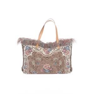 NEW JIJOU CAPRI women's tapestry leather double handle handbag in brown